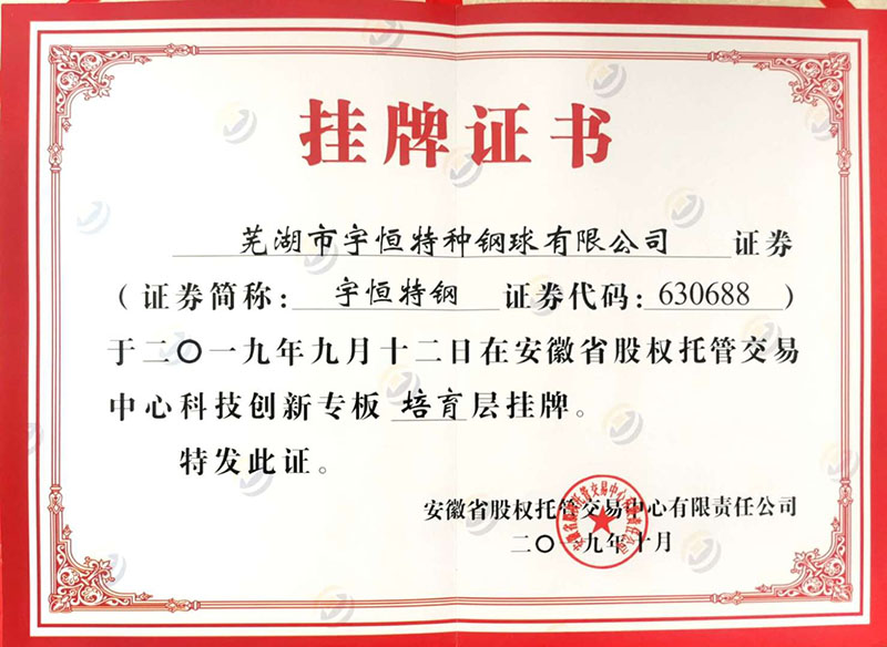 挂牌证书